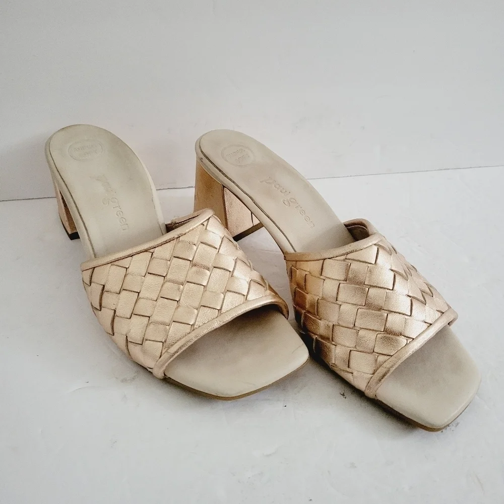 NEW Paul Green Tisha Rose Gold Heel Slide Sandals Size 8.5